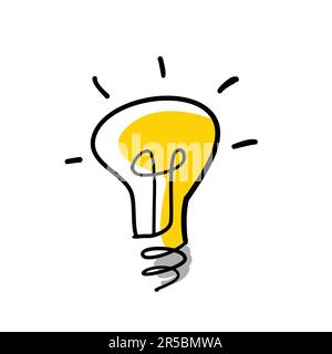 Sketch hand drawn light bulb, idea icon Stock Vector