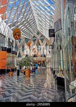 UK, West Yorkshire, Leeds, John Lewis Building inside Victoria Leeds Shopping Centre. Stock Photo