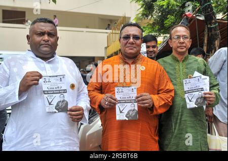 Sylhet, Bangladesh. 2nd June, 2023. In the Sylhet City Corporation elections to be held on June 21, symbols have been allocated today among the mayoral candidates and councilor candidates. Awami League's Anwaruzzaman Chowdhury received the boat symbol to compete as a candidate for the mayoral post. On 2 June 2023. Sylhet, Bangladesh (Photo by Md Rafayat Haque Khan/ Credit: Eyepix Group/Alamy Live News Stock Photo