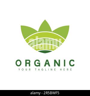 Organic Plants Logo Design Vegan Food Logotype Green Natural Leaf Icon can be used for Multipurpose Stock Vector