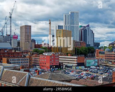 UK, West Yorkshire, Leeds, Arena Quarter, Altus House, Opal Tower, Vita St Albans and Qone Buildings. Stock Photo