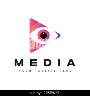 Media Eye Logo Design Play Button Media Logotype Abstract Logo Stock Vector