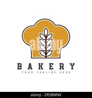 Bakery Logo Design Chef Cap Wheat Logotype Stock Vector