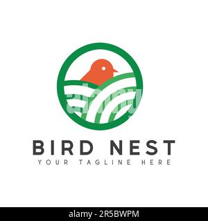 Bird Nest Logo Design Green Nature Icon Stock Vector