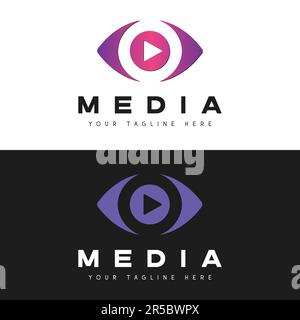 Media Eye Logo Design Play Button Media Logotype Abstract Logo Stock Vector