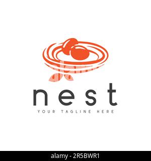 Bird Nest Logo Design Green Nature Icon Stock Vector
