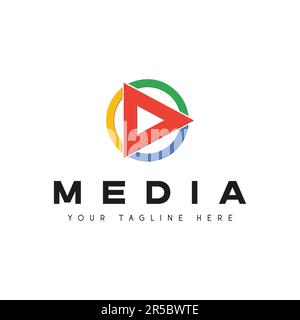 Media Eye Logo Design Play Button Media Logotype Abstract Logo Stock Vector