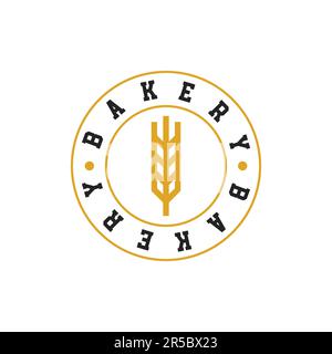 Bakery Logo Design Chef Cap Wheat Logotype Stock Vector