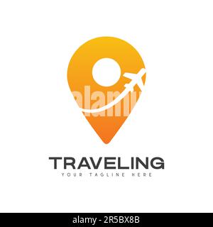 Modern Traveling Location Logo Design Destination Pick Location Logotype Stock Vector