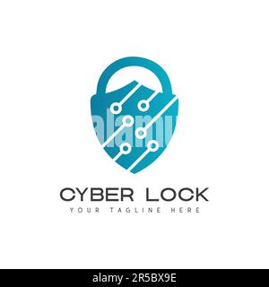 Cyber Security Lock Logo Design IT Tech Logotype Stock Vector