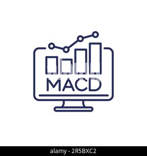 MACD trading indicator line icon Stock Vector