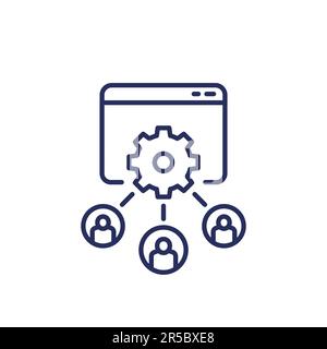 load testing line icon, users accessing service Stock Vector