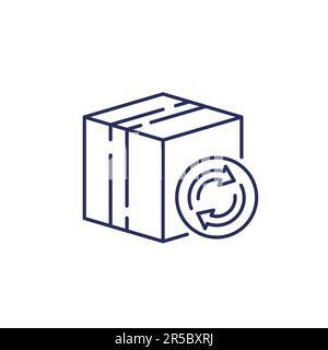 parcel return line icon with a box Stock Vector