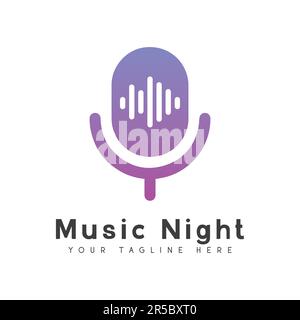 Music Logo Design Listen Music Night Logotype Music Note Speaker Stock Vector