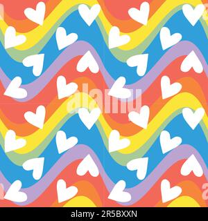 Vector seamless pattern of groovy lgbt rainbow Stock Vector Image & Art ...