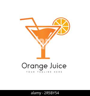 Orange Juice Logo Design Summer Juice Logotype Stock Vector