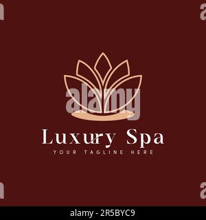 Luxury Spa Massage Center Logo Design Stock Vector