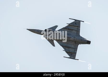 JAS-39 Gripen at Pardubice Air Show 2023 in Pardubice, Czech Republic Stock Photo