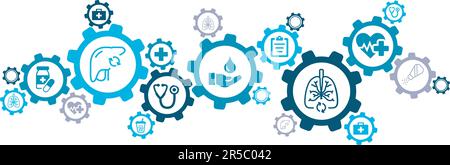 nephrology / dialysis / kidney disease treatment icon concept – vector illustration banner on white background Stock Vector
