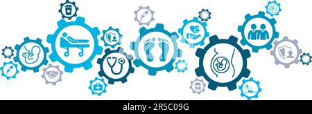 obstetrics / gynecology / prenatal diagnostic icon concept - vector illustration banner on white background Stock Vector
