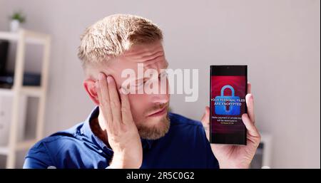 Ransomware Cyber Attack Showing Personal Files Encrypted Screen Stock Photo