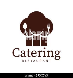 Catering Logo Design Chef Cap Fork and Spoon Logotype Stock Vector