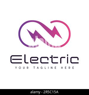Electric Infinity Logo Design Charge Logotype Super Power Stock Vector