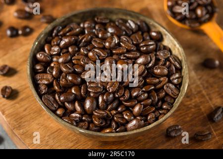 Organic Roasted Espresso Coffee Beans in a Bowl Stock Photo
