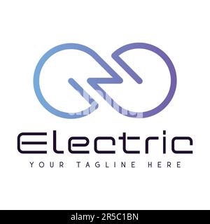 Electric Infinity Logo Design Charge Logotype Super Power Stock Vector
