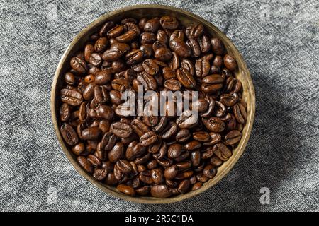 Organic Roasted Espresso Coffee Beans in a Bowl Stock Photo