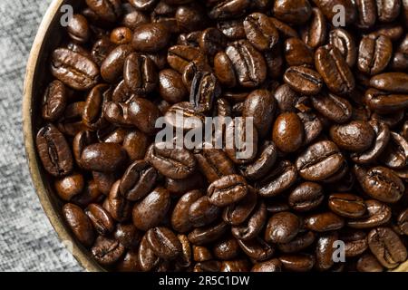 Organic Roasted Espresso Coffee Beans in a Bowl Stock Photo