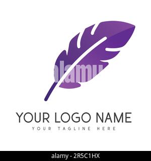 Feather Pen Logo Design Writing Logotype Stock Vector