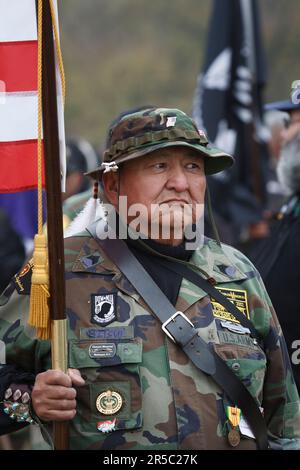 WASHINGTON, DC - November 10, 2007. Native American Navajo Veteran Soldier at Veterans Day parade, Washington DC, USA Stock Photo