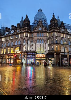 UK, West Yorkshire, Leeds, Kirkgate Market Building Stock Photo