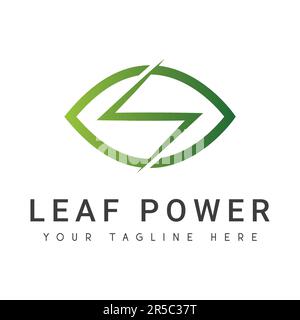 Power Leaf Eco Friendly Switch Logo Design Stock Vector