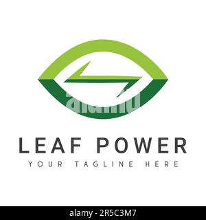 Leaf Power Logo Design Eco Friendly Charge Nature Logo Icon Stock Vector