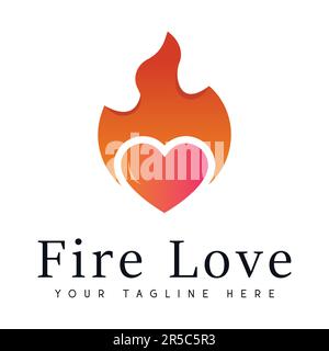 Fire Love Logo Design Valentine Day Logotype Abstract Fire Stock Vector