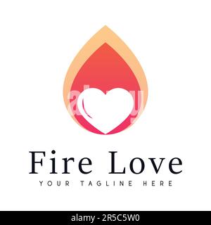 Fire Love Logo Design Valentine Day Logotype Abstract Fire Stock Vector