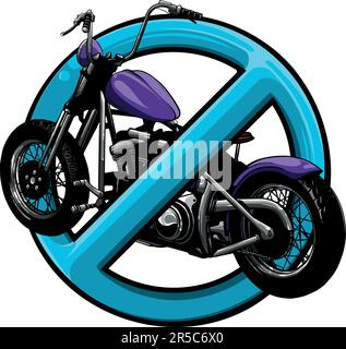 vector illustration of no motorcyle symbol on white background Stock Vector