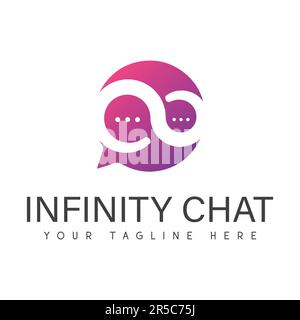 Infinity Chat Logo Design Chatting People Talk Logotype Stock Vector