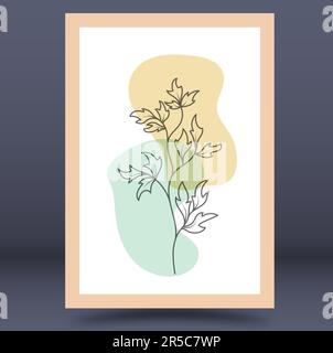 The layout of the painting with plant elements and abstract forms. Template for print, banner, poster and creative design. Fashionable art of painting Stock Vector