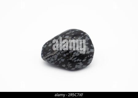 Snowflake Obsidian stone isolated on white background Stock Photo