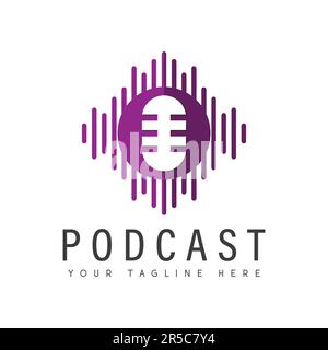 Podcast Logo Design Music Speaker Logotype Listen Stock Vector