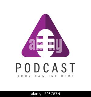 Podcast Logo Design Music Speaker Logotype Listen Stock Vector
