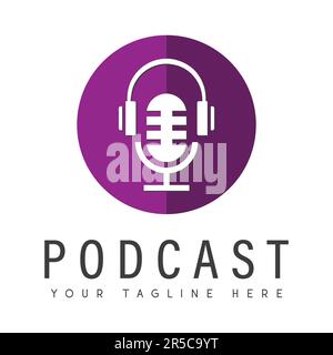 Podcast Logo Design Music Speaker Logotype Listen Stock Vector