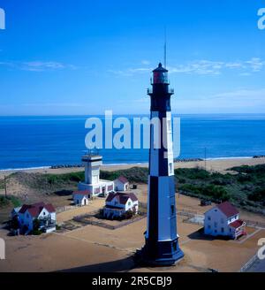 USA, Virginia, Norfolk, Virginia Beach, Fort Story, New Cape Henry lighthouse (1878), old lighthouse, First Landing Park, Chesapeake Bay Stock Photo