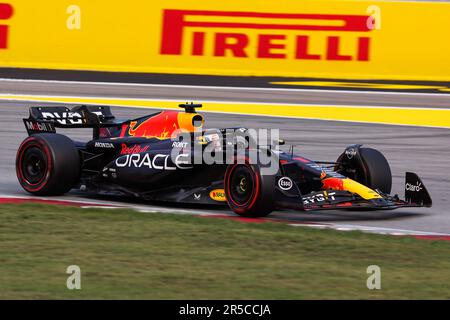 Montmelo, Spain. 02nd June, 2023. Max Verstappen of Red Bull Racing Team on track during practice ahead of the F1 Grand Prix of Spain at Circuit de Barcelona-Catalunya on June 02, 2023 in Barcelona, Spain. Credit: DAX Images/Alamy Live News Stock Photo