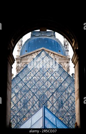 Paris - Detail of the Louvre Pyramid close to main entrance Stock Photo
