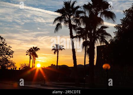 Morning fresh of sunrise on January 1, 2012 at Abu Simbel Village in Aswan, Upper Egypt. Abu Simbel, the site of The Great Temple of RamsesII and The Stock Photo