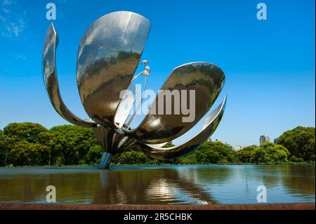 Floralis Generica, metal flower sculpture, United Nations Plaza, Buenos Aires, Argentina Stock Photo